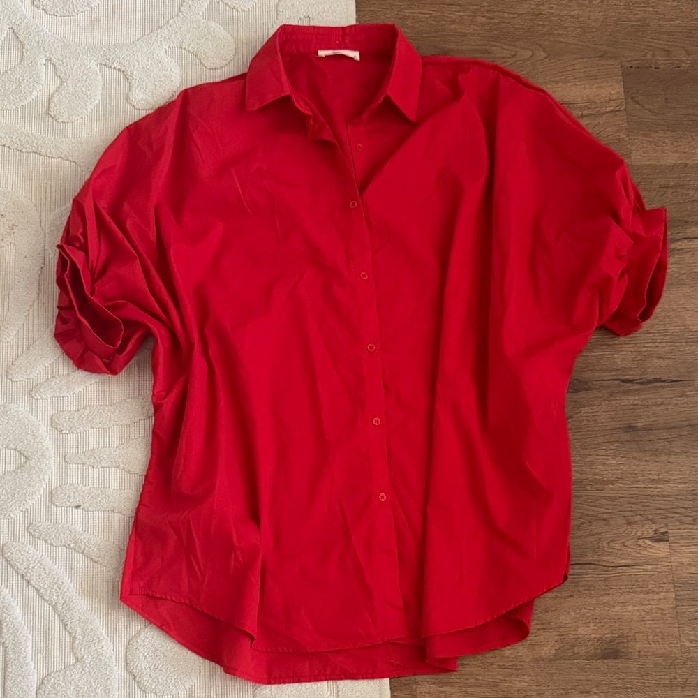 Affection Red Button Down Shirt